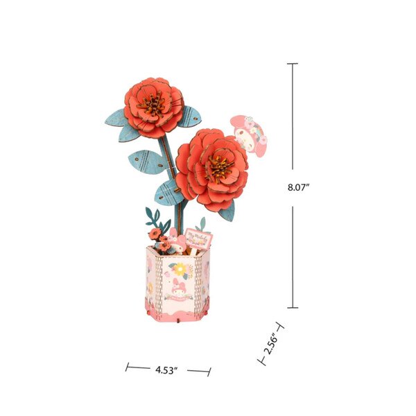 Hello Kitty My Melody Red Camellia 3D Flower Puzzle